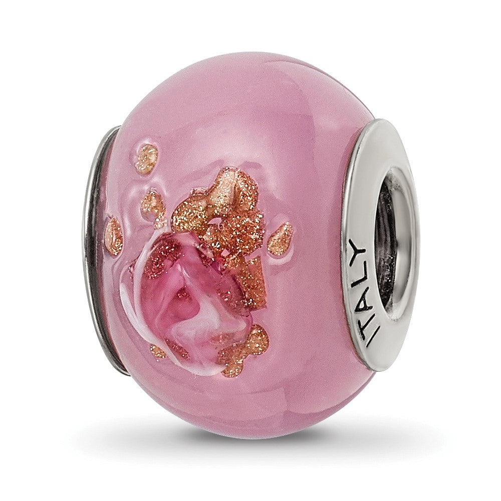 Sterling Silver Reflections Pink/Red/Brown Italian Murano Bead