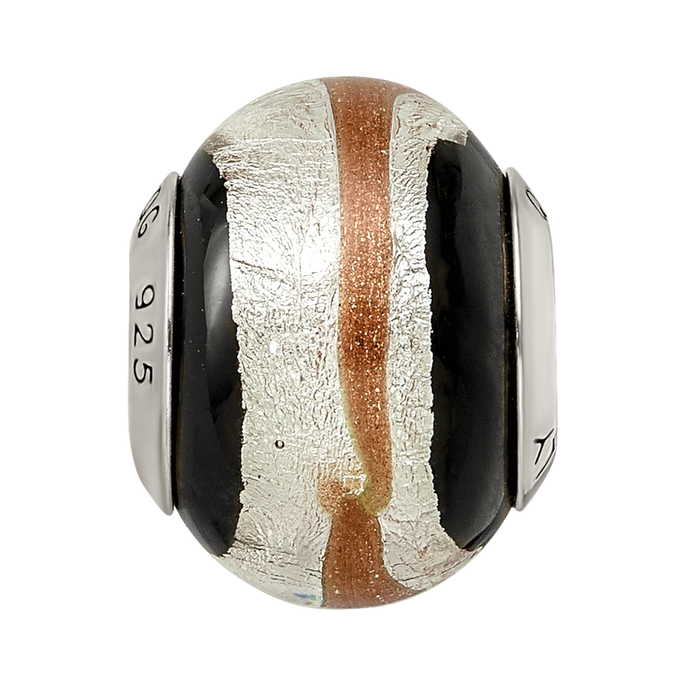 Sterling Silver Reflections Silvr/Gold/Black Italian Murano Bead
