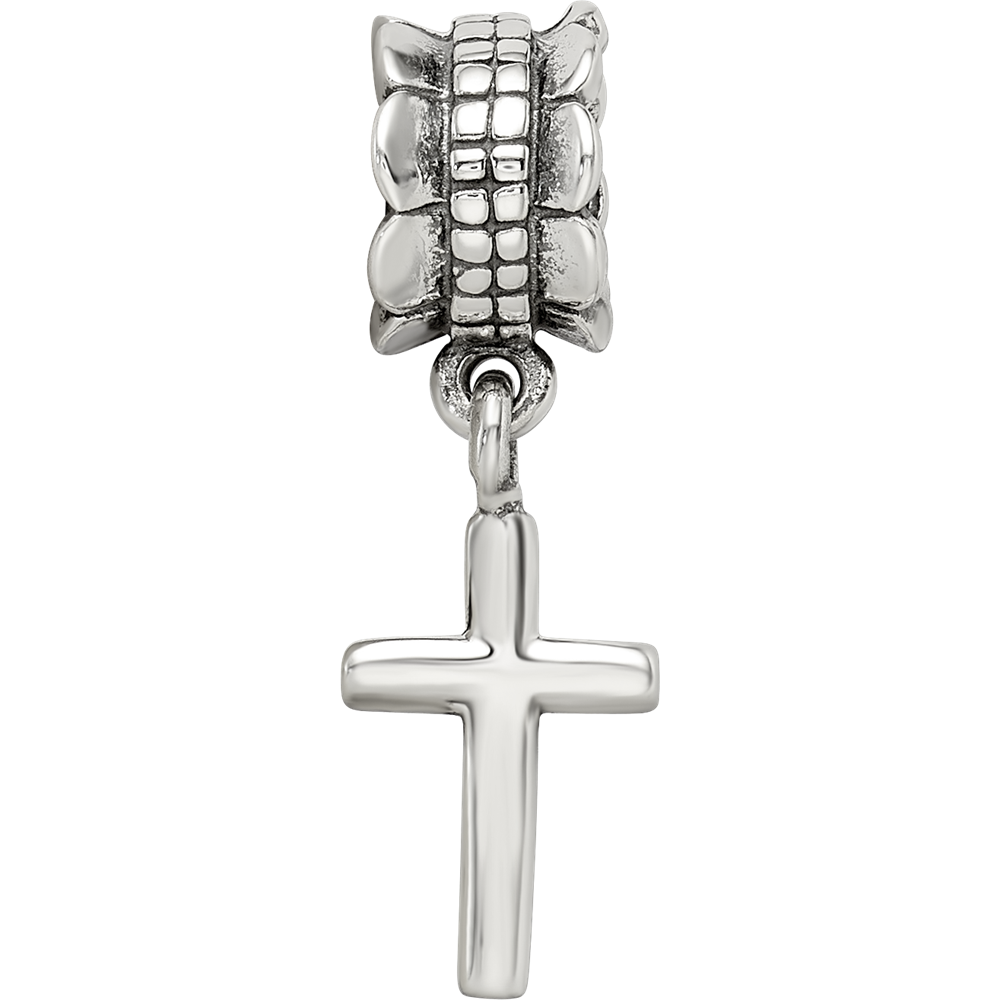 Sterling Silver Reflections Plain Cross Dangle Bead