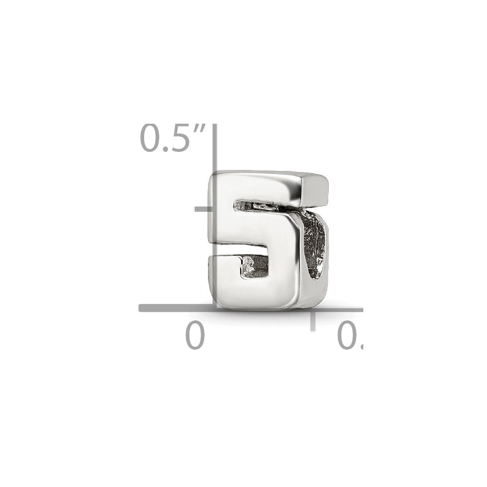 Sterling Silver Reflections Numeral 5 Bead