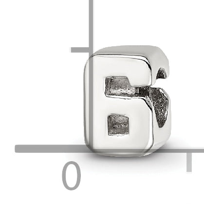 Sterling Silver Reflections Kids Number 6 Bead Size: 6.36MM X 5.45MM