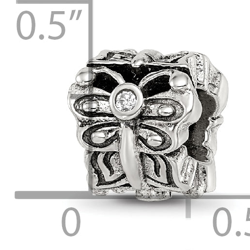 Sterling Silver Reflections Butterfly w/CZ Bali Bead Size: 8.18MM X 8.18MM