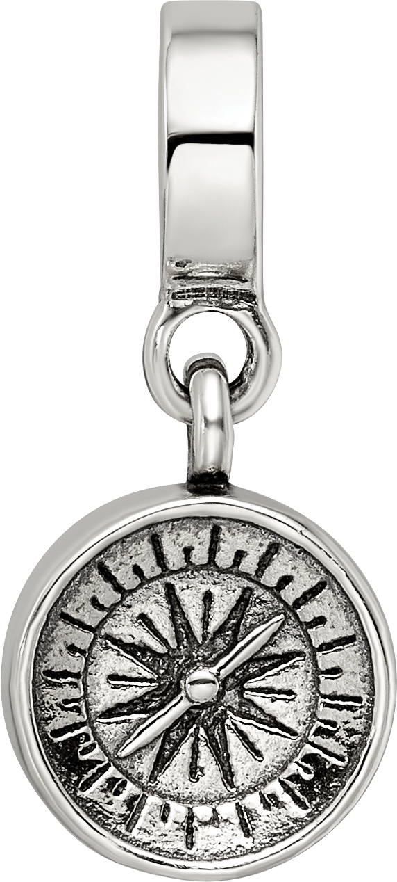 Sterling Silver Reflections Compass Dangle Bead Size: 22.73MM X 10MM