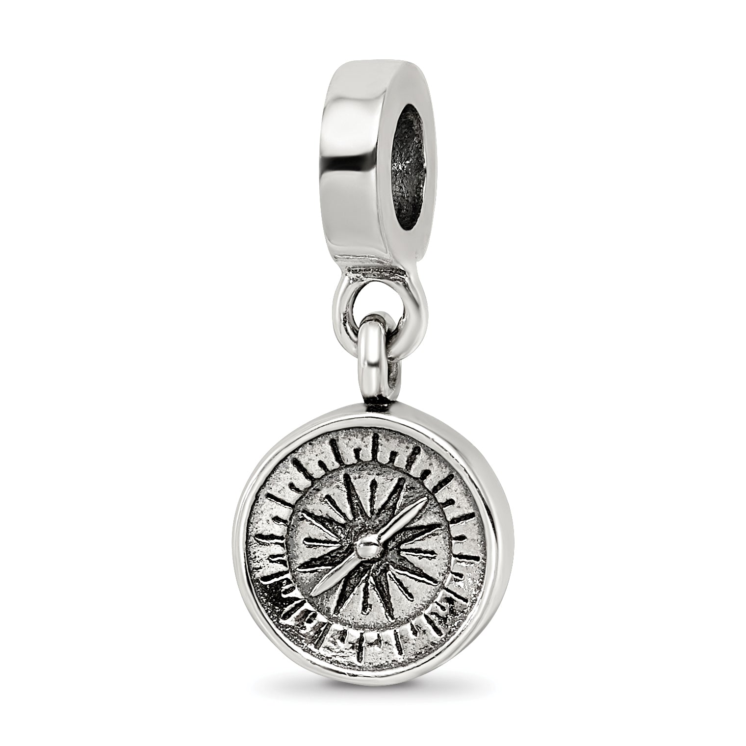 Sterling Silver Reflections Compass Dangle Bead Size: 22.73MM X 10MM