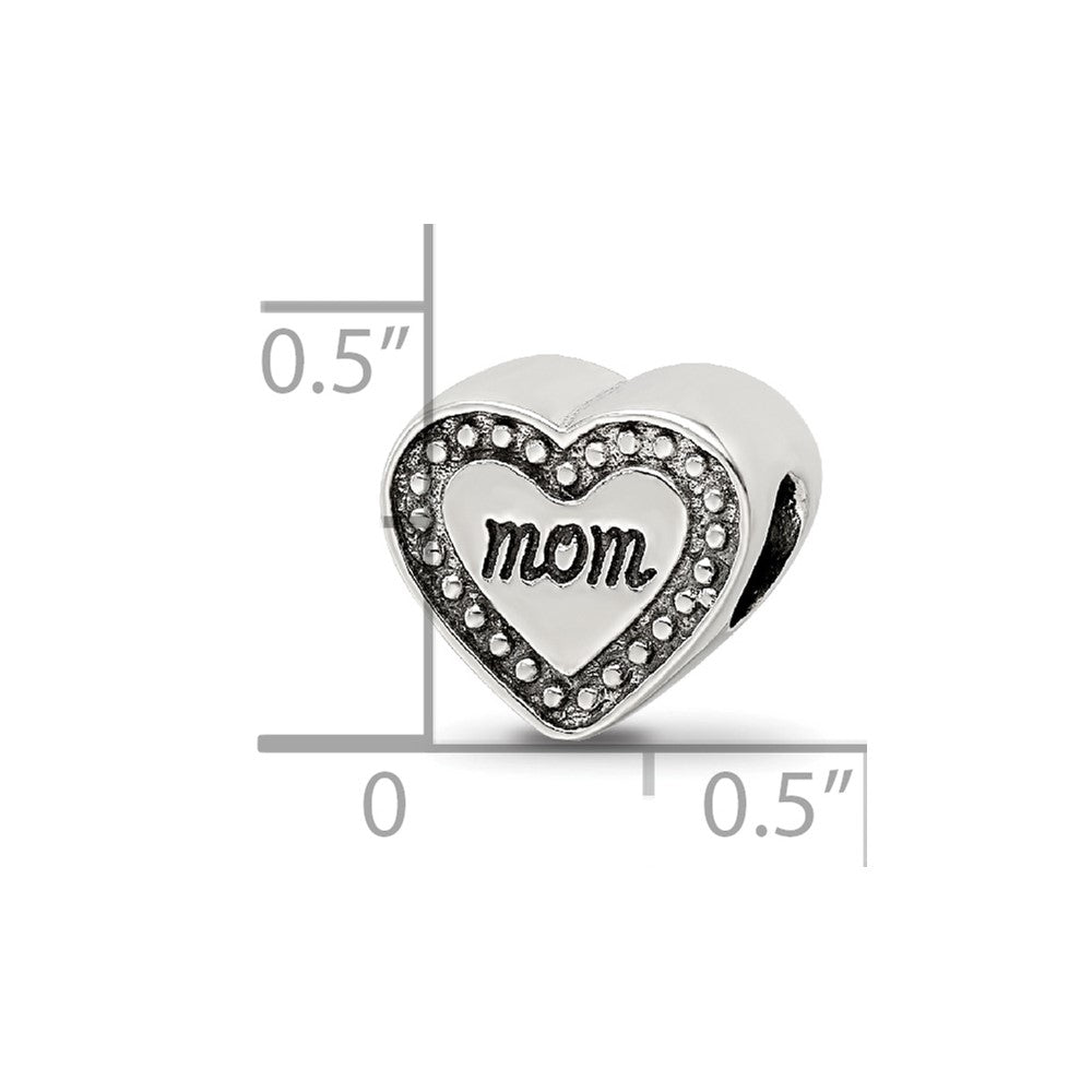 Sterling Silver Reflections Mom Heart Bead