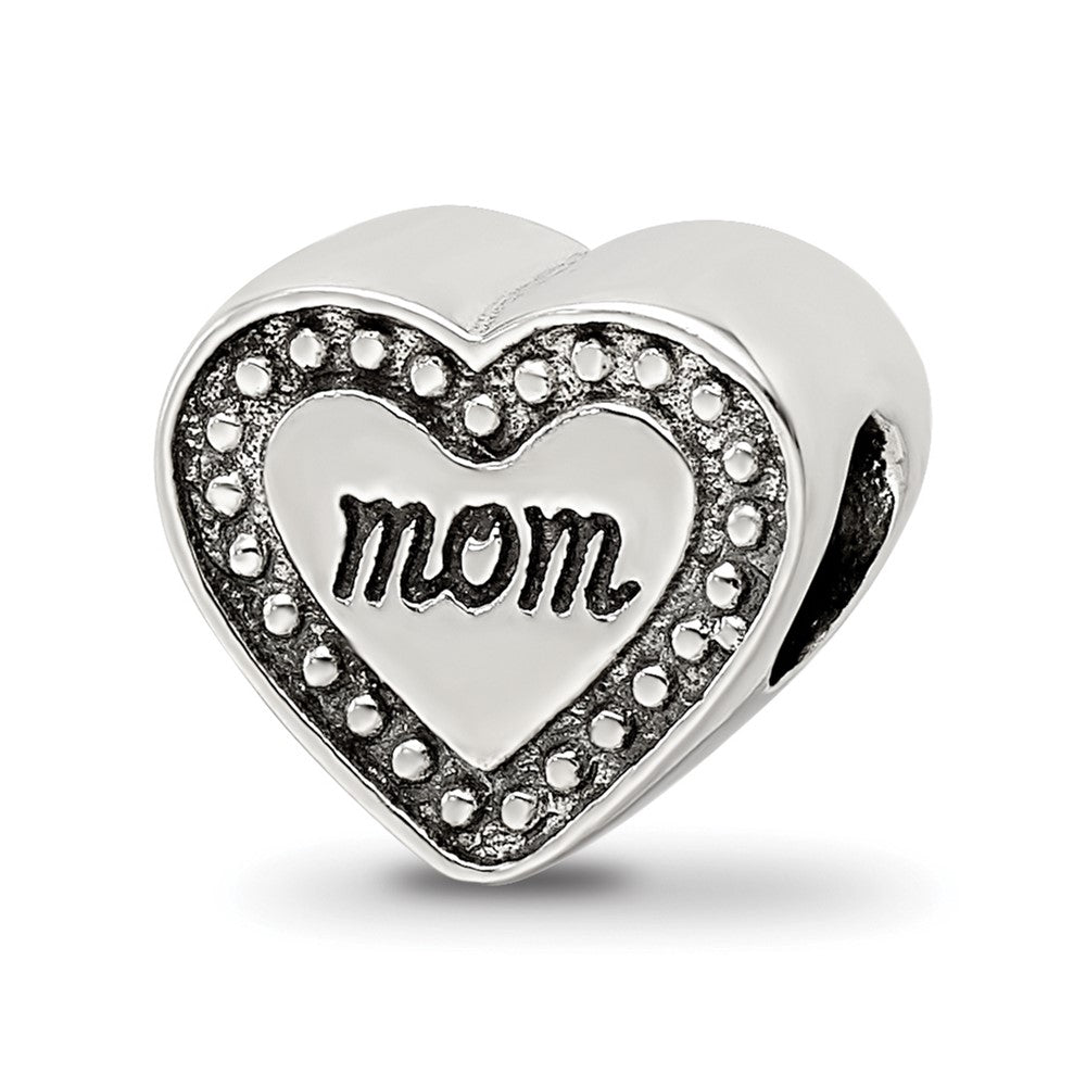 Sterling Silver Reflections Mom Heart Bead