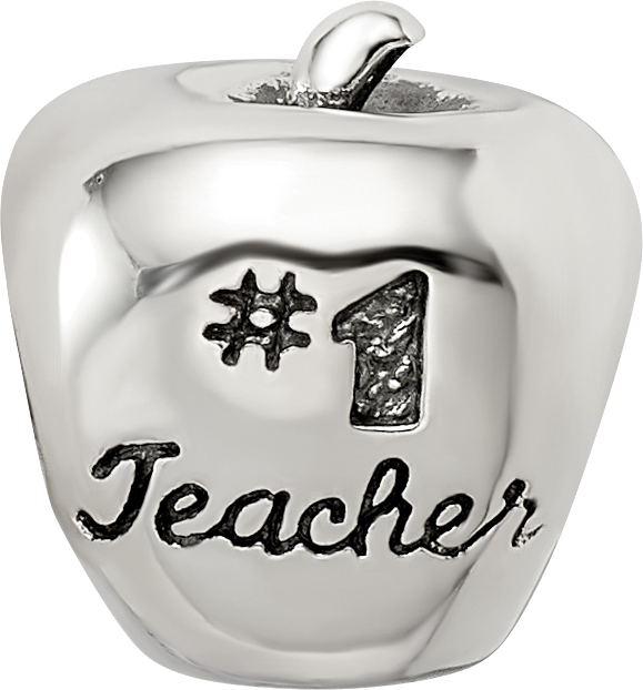 Sterling Silver Reflections #1 Teacher on Apple Bead Size: 10MM X 10.91MM