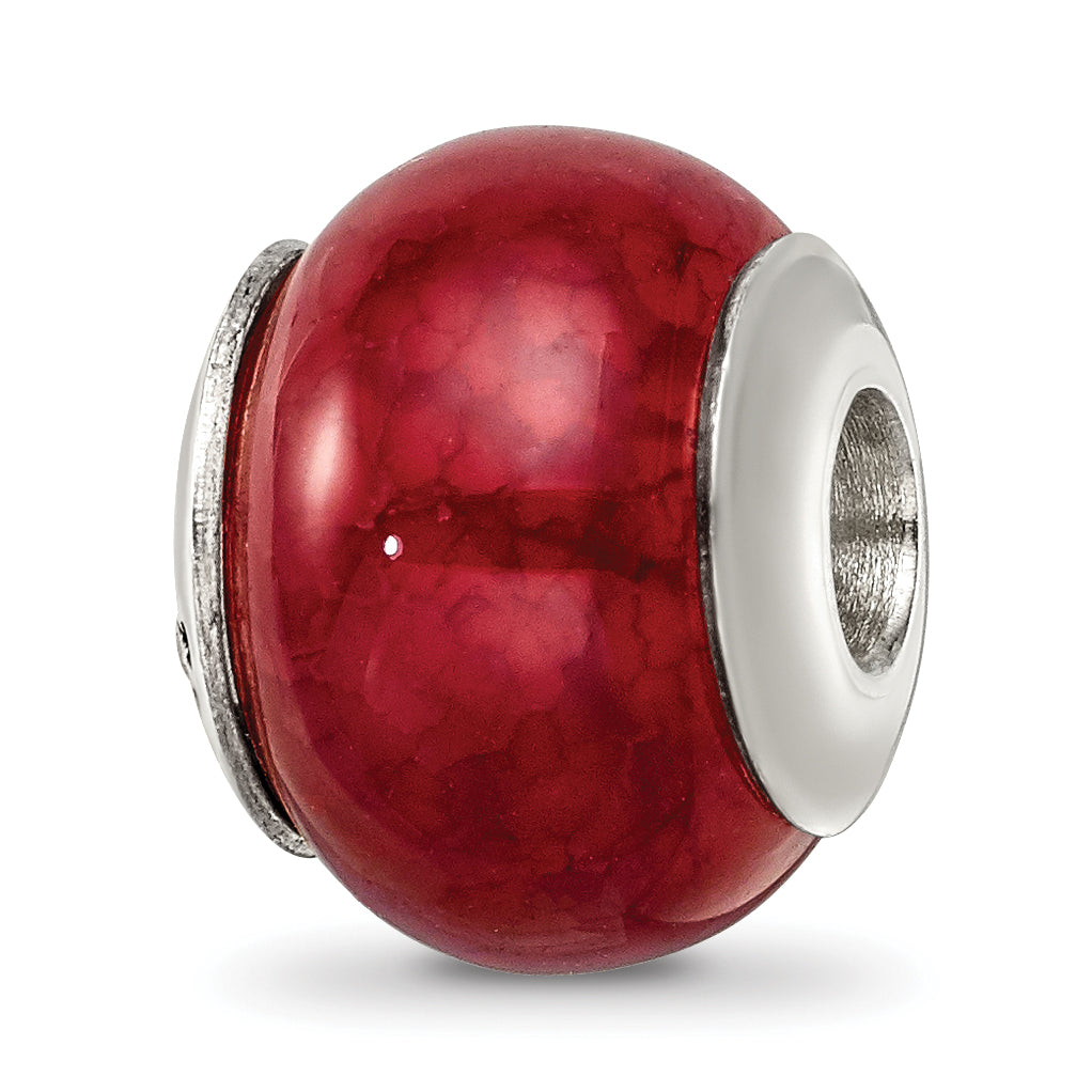 Sterling Silver Reflections Fuschia Cracked Agate Stone Bead Size: 13.64MM X 11.82MM