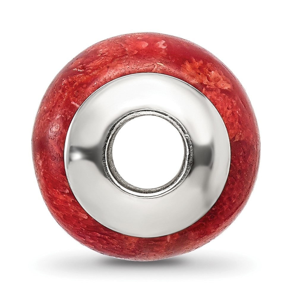Sterling Silver Reflections Bamboo Coral Stone Bead
