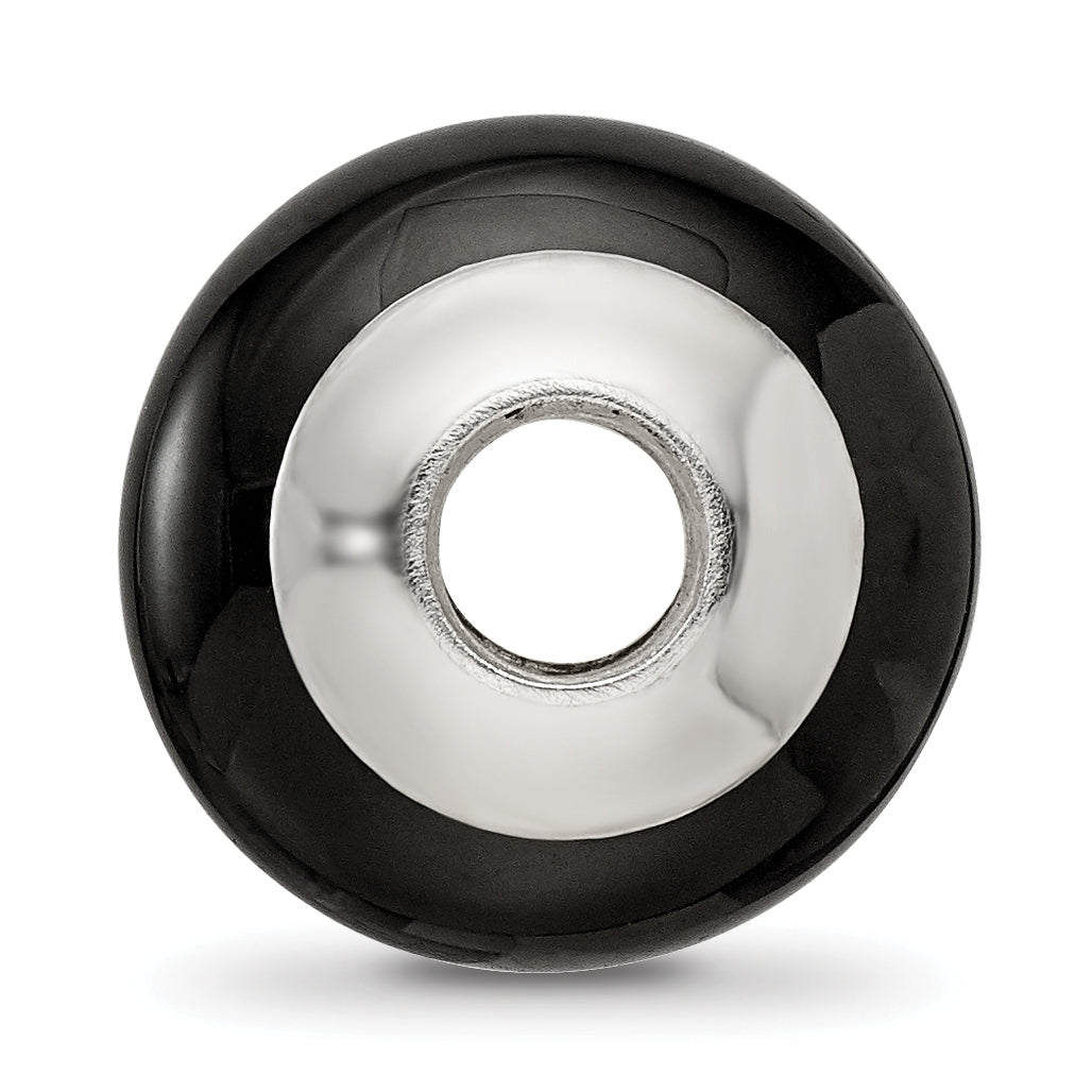 Sterling Silver Reflections Black Agate Stone Bead Size: 13.64MM X 8.18MM