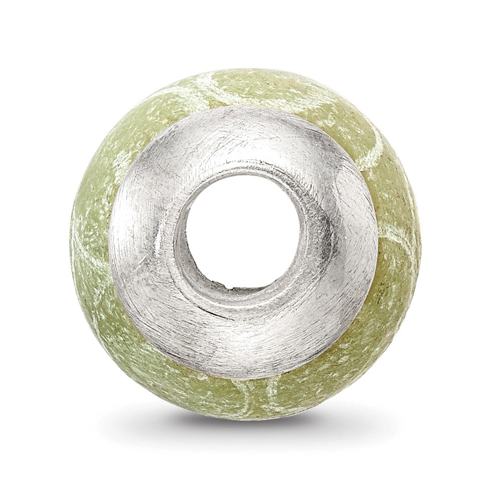 Sterling Silver Reflections Etched Jade Stone Bead