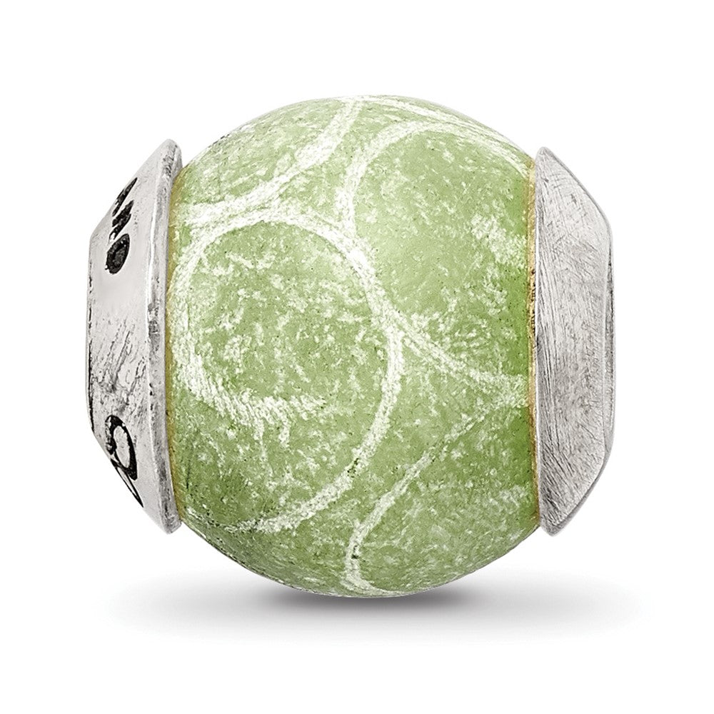 Sterling Silver Reflections Etched Jade Stone Bead