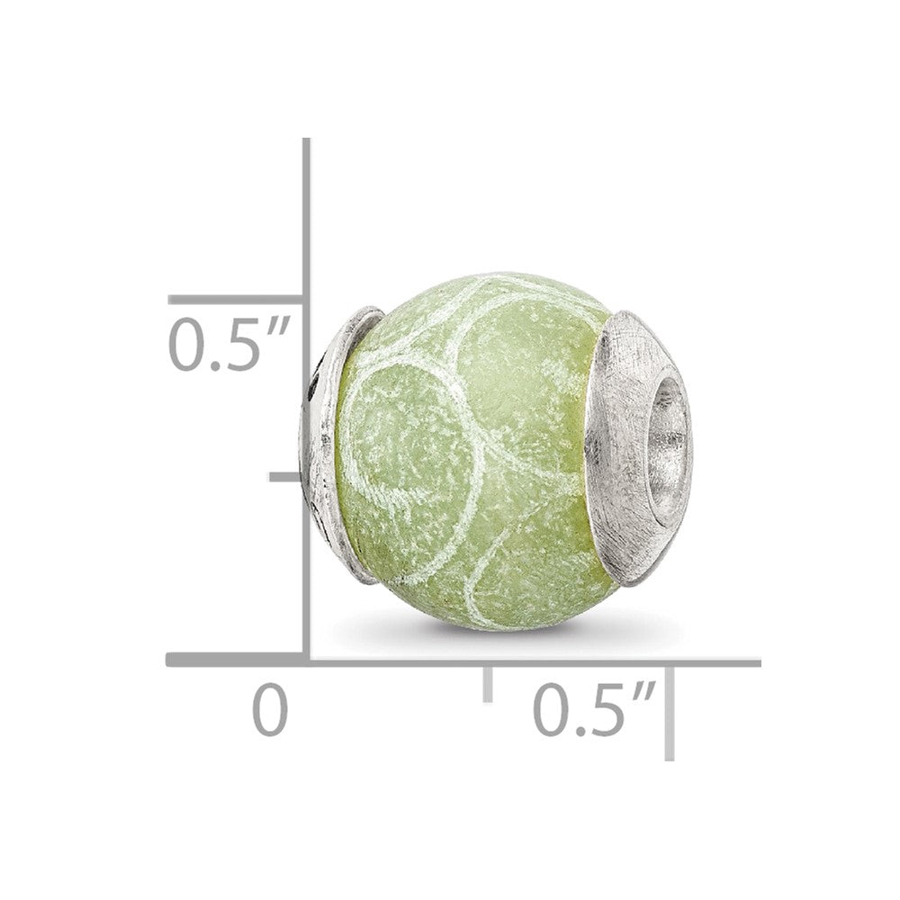 Sterling Silver Reflections Etched Jade Stone Bead