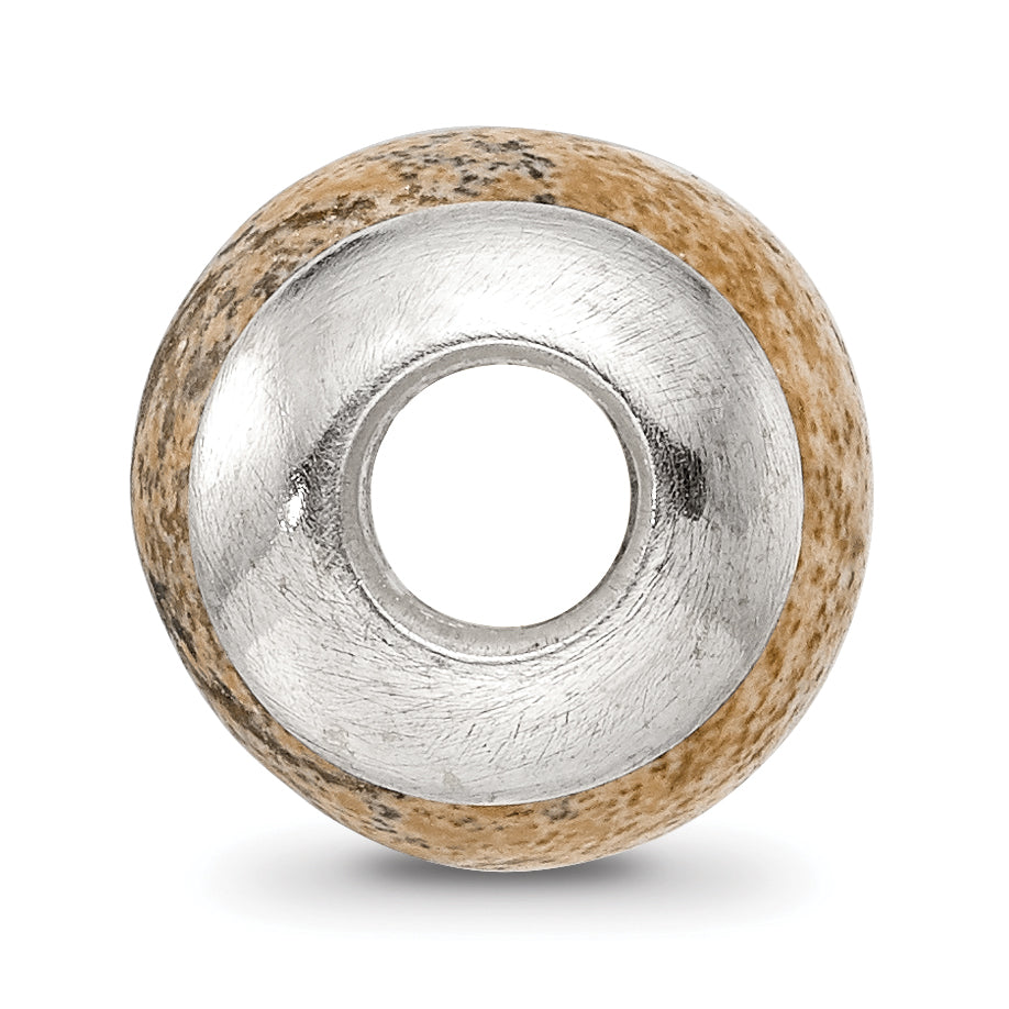 Sterling Silver Reflections Picture Jasper Stone Bead Size: 10.91MM X 11.82MM