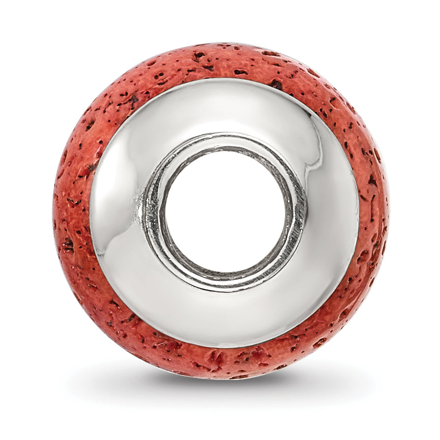 Sterling Silver Reflections Coral Stone Bead Size: 10.91MM X 10.91MM