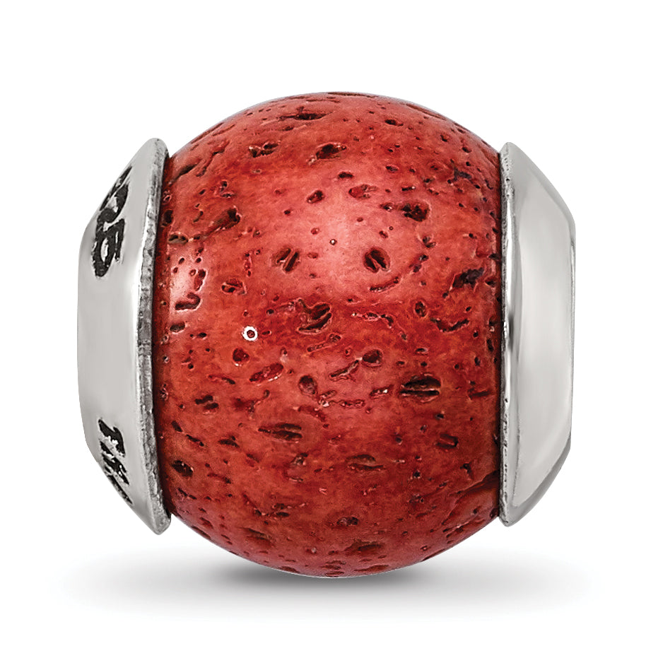 Sterling Silver Reflections Coral Stone Bead Size: 10.91MM X 10.91MM