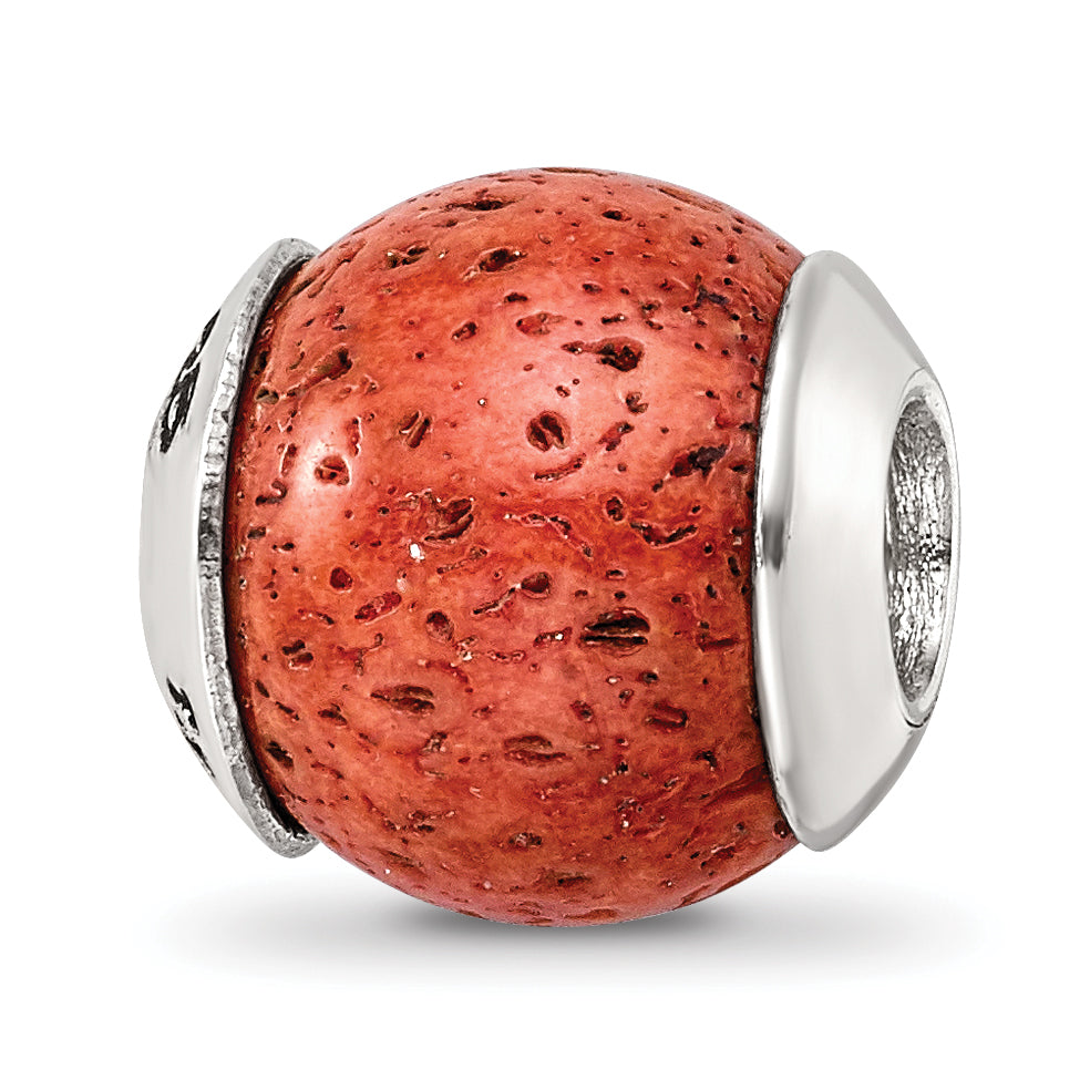 Sterling Silver Reflections Coral Stone Bead Size: 10.91MM X 10.91MM