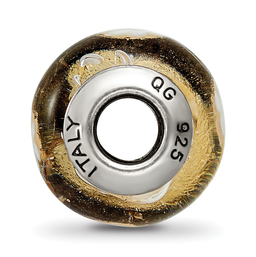 Sterling Silver Reflections Gold/White Flower Italian Murano Bead Size: 13.64MM X 10.91MM