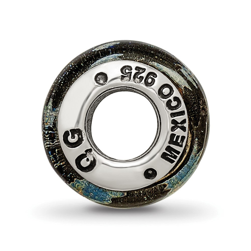 Sterling Silver Reflections Orange/Green Hearts Dichroic Glass Bead