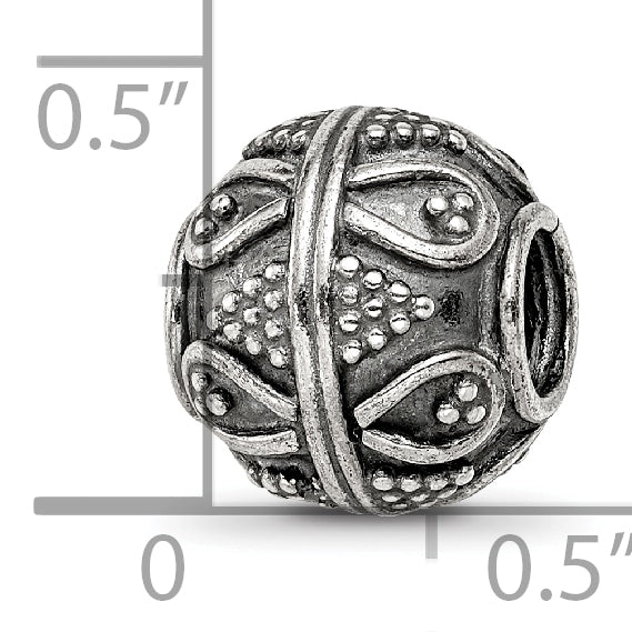 Sterling Silver Reflections Decorative Bali Bead Size: 10.91MM X 10MM