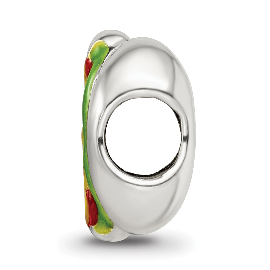 Sterling Silver Reflections Enameled Hot Dog Bead Size: 11.82MM X 7.27MM