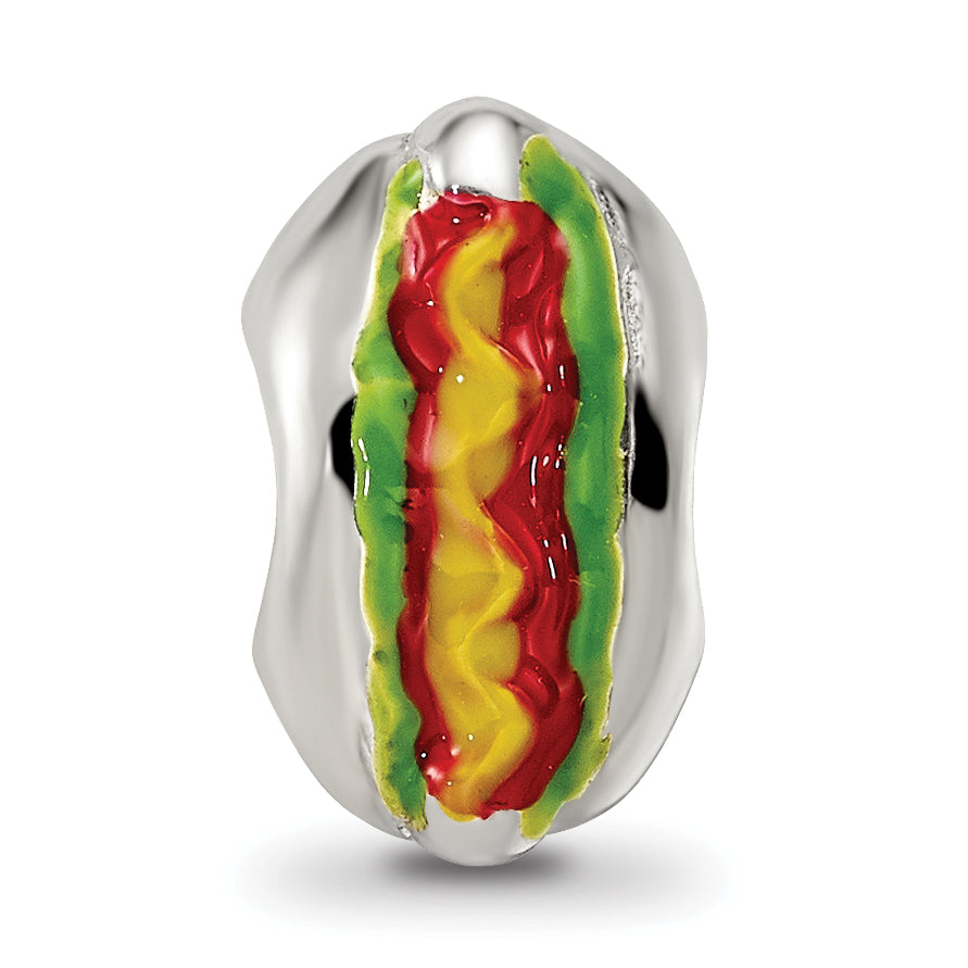 Sterling Silver Reflections Enameled Hot Dog Bead Size: 11.82MM X 7.27MM