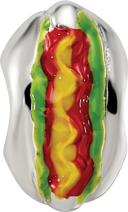Sterling Silver Reflections Enameled Hot Dog Bead Size: 11.82MM X 7.27MM