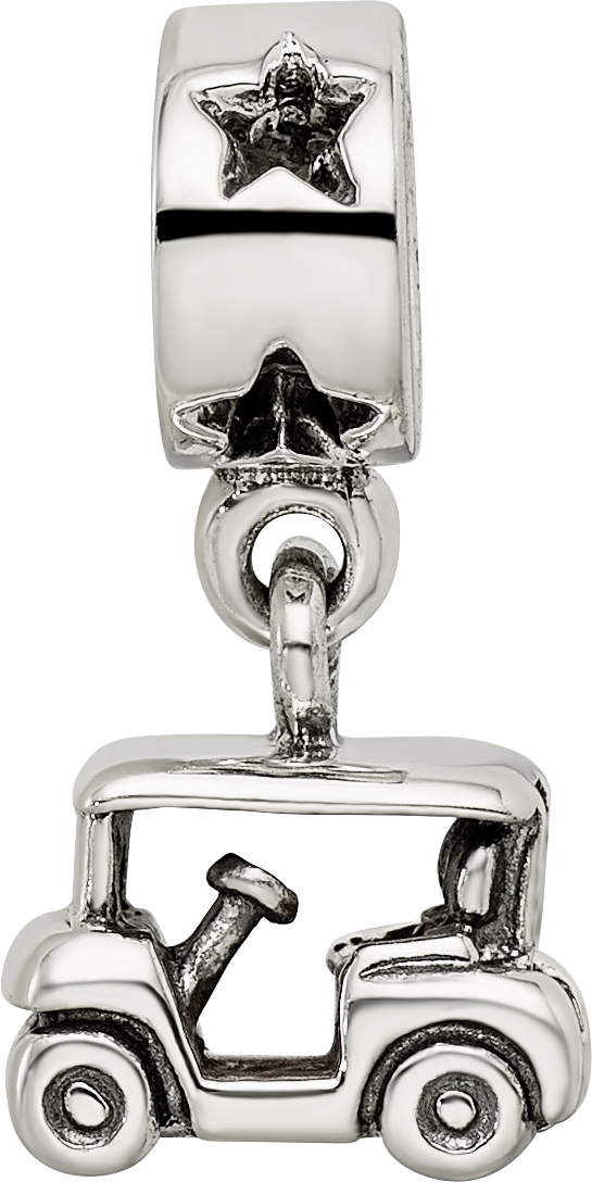 Sterling Silver Reflections Golf Cart Dangle Bead Size: 17.27MM X 9.09MM