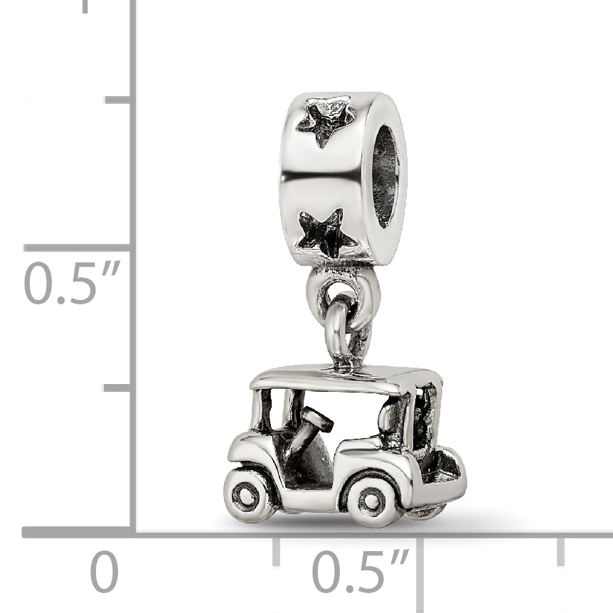 Sterling Silver Reflections Golf Cart Dangle Bead Size: 17.27MM X 9.09MM