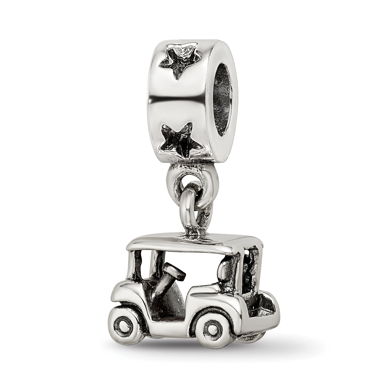 Sterling Silver Reflections Golf Cart Dangle Bead Size: 17.27MM X 9.09MM