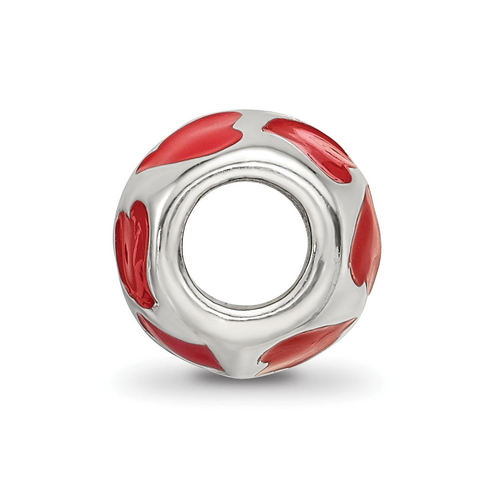 Sterling Silver Reflections Red Enameled Hearts Bead