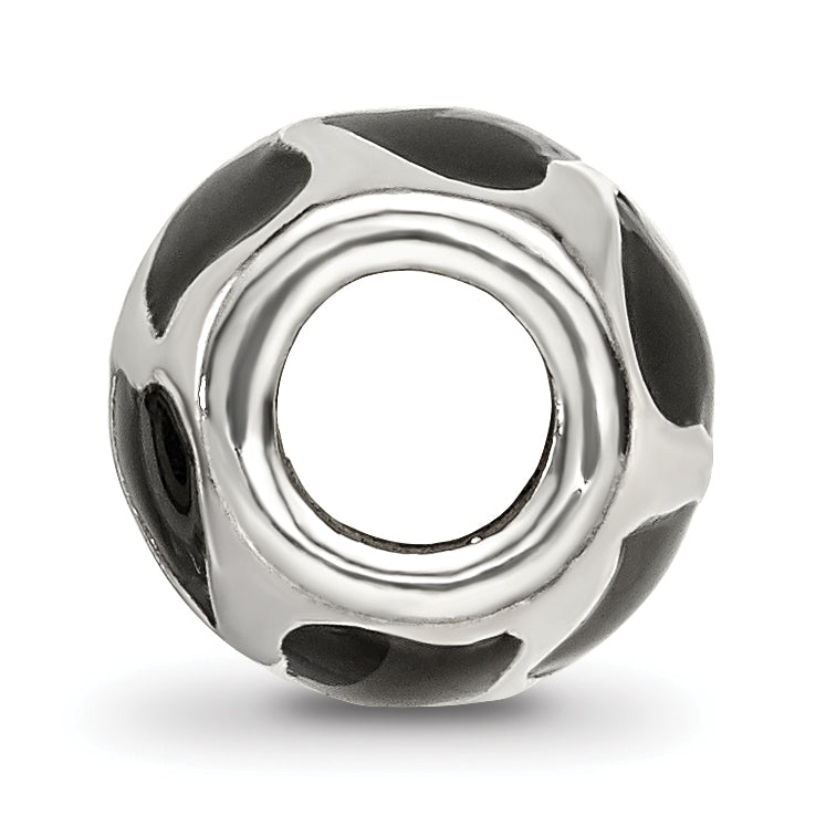 Sterling Silver Reflections Black Enameled Hearts Bead Size: 9.09MM X 9.09MM