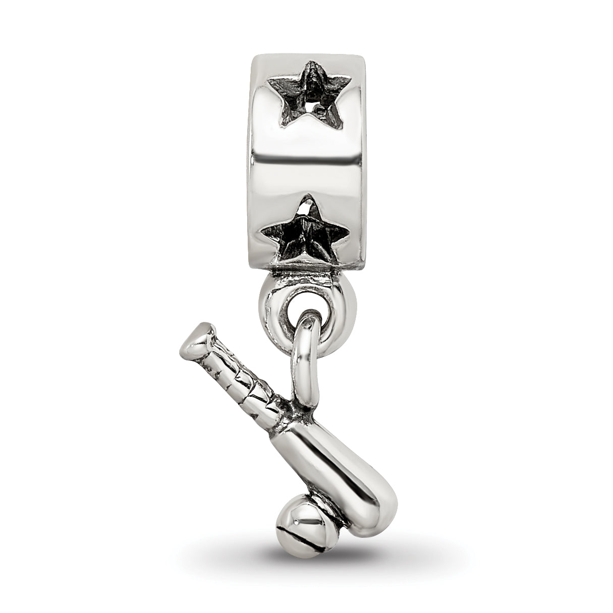 Sterling Silver Reflections Baseball Bat & Ball Dangle Bead Size: 15.45MM X 9.09MM