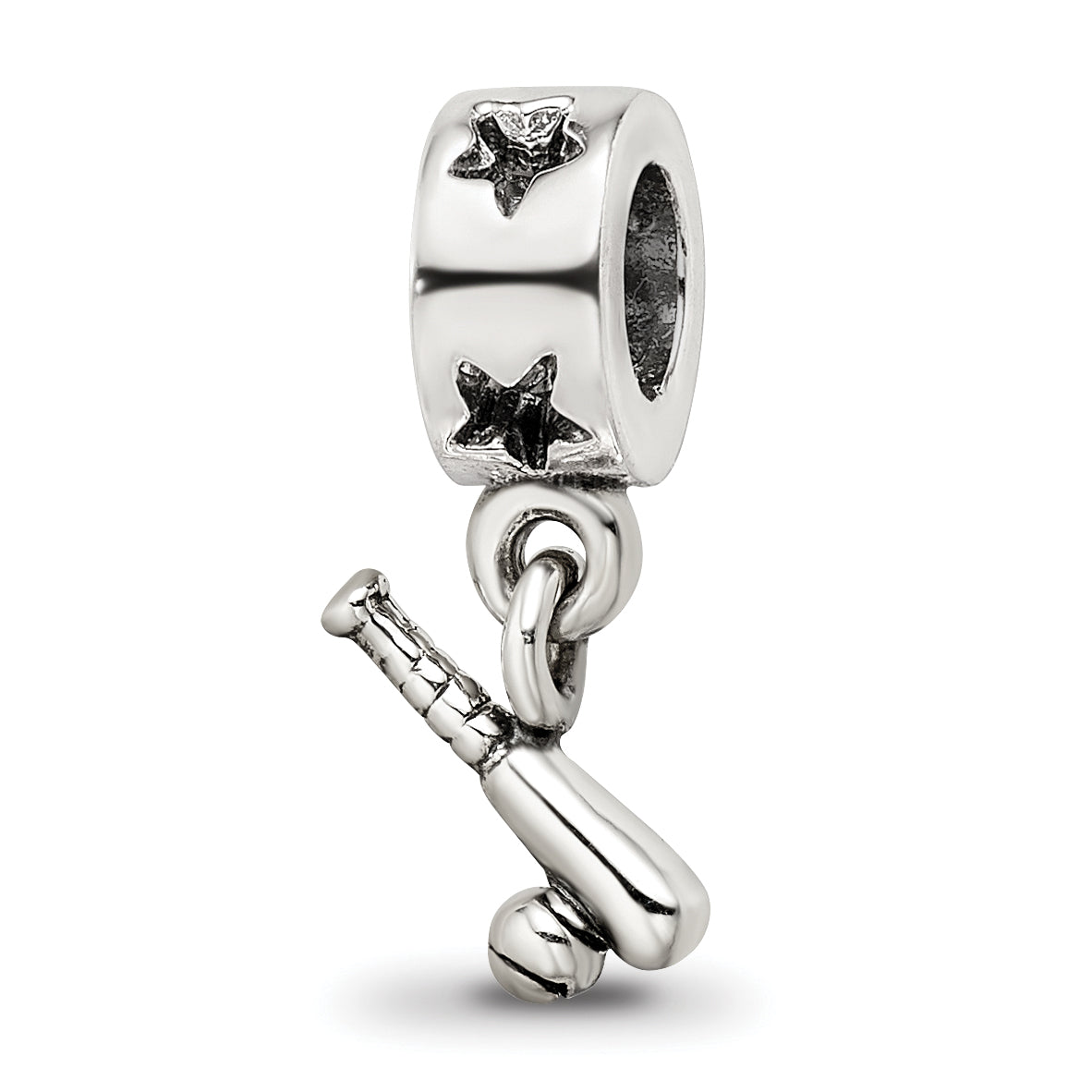 Sterling Silver Reflections Baseball Bat & Ball Dangle Bead Size: 15.45MM X 9.09MM