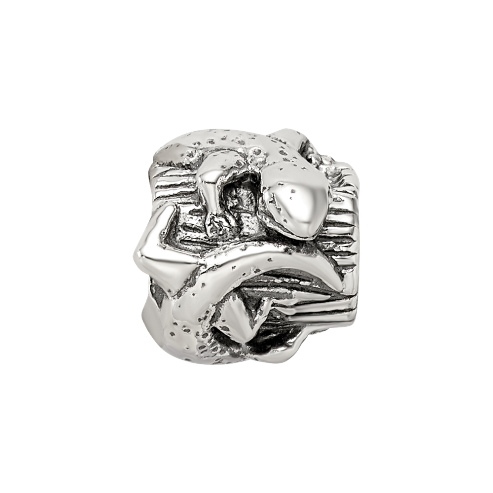 Sterling Silver Reflections Lizard on a Log Bead