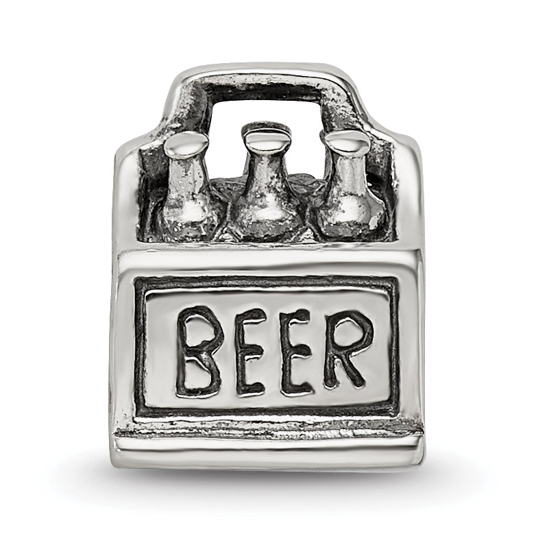 Sterling Silver Reflections 6-pack Beer Bead Size: 10MM X 8.18MM