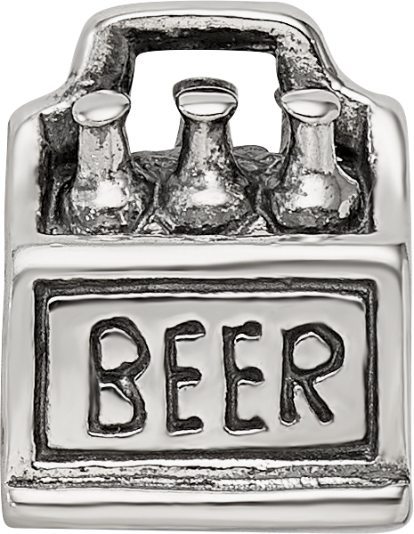Sterling Silver Reflections 6-pack Beer Bead Size: 10MM X 8.18MM