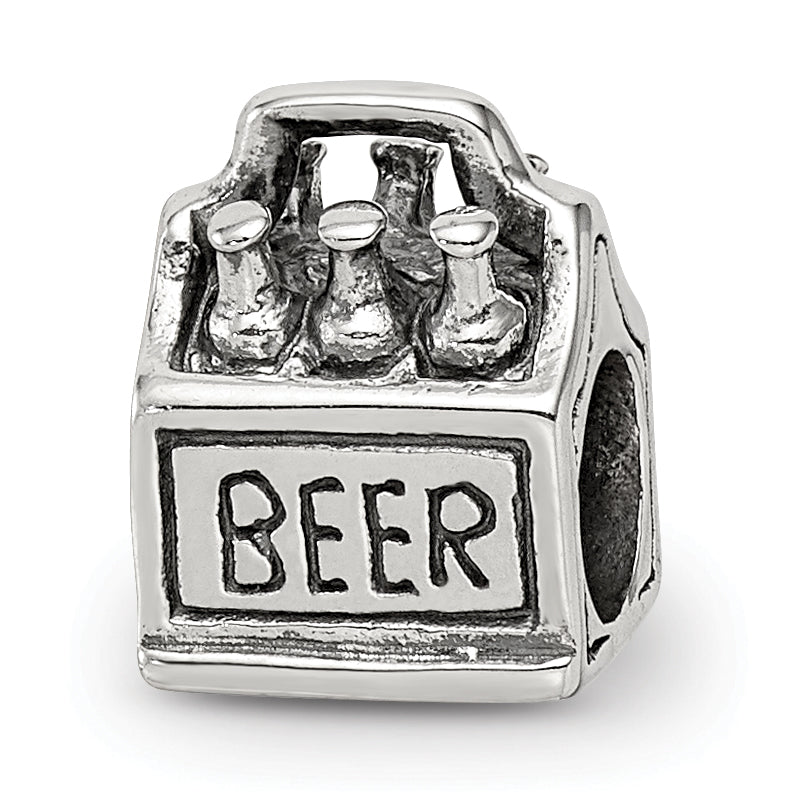 Sterling Silver Reflections 6-pack Beer Bead Size: 10MM X 8.18MM