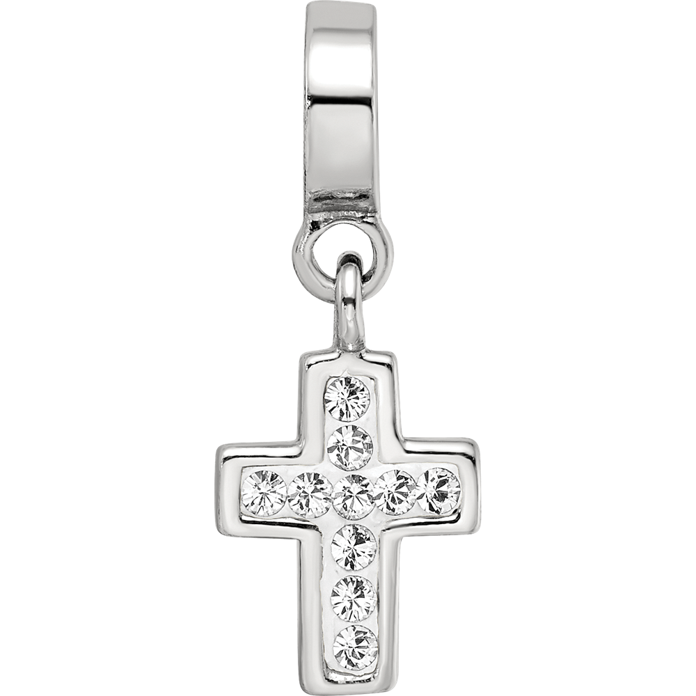 Sterling Silver Reflections Clear Preciosa Crystal Cross Dangle Bead