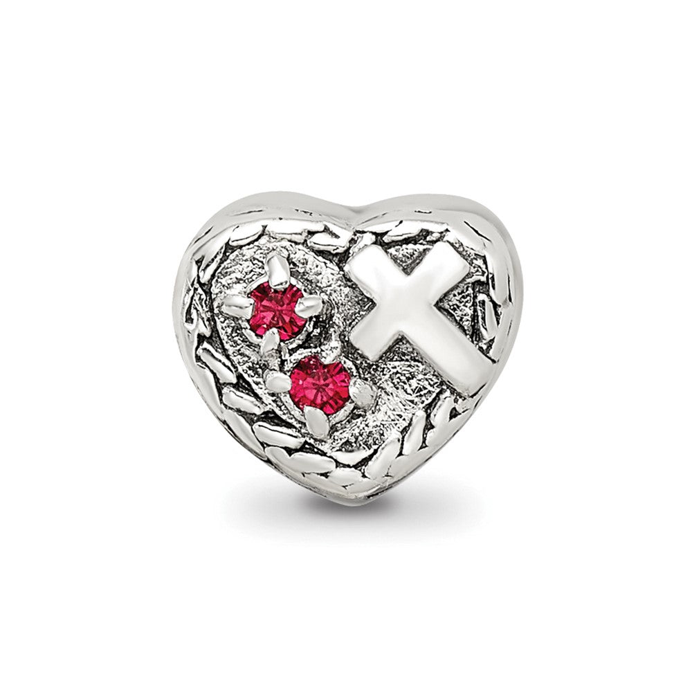 Sterling Silver Reflections CZ and Cross Heart Bead