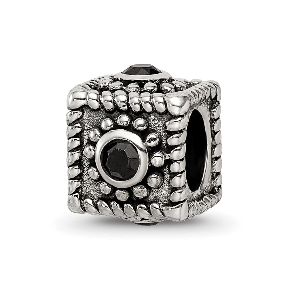 Sterling Silver Reflections Square 4 CZ Bead