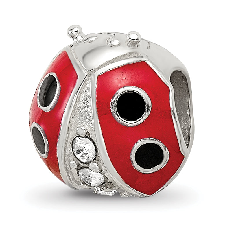 Sterling Silver Reflections Enameled Ladybug w/ Preciosa Crystal Bead Size: 10MM X 10MM