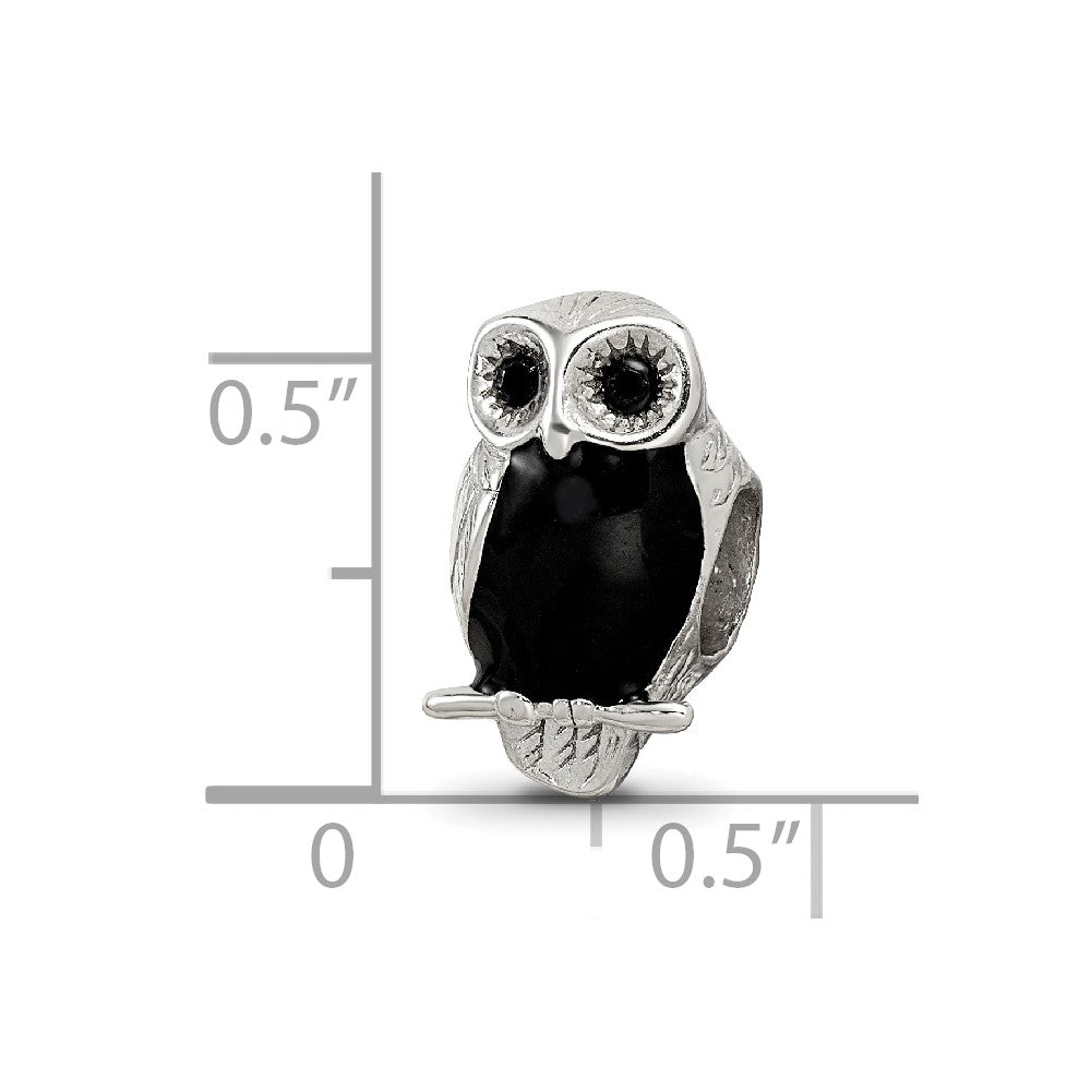 Sterling Silver Reflections Enameled Wise Owl Bead