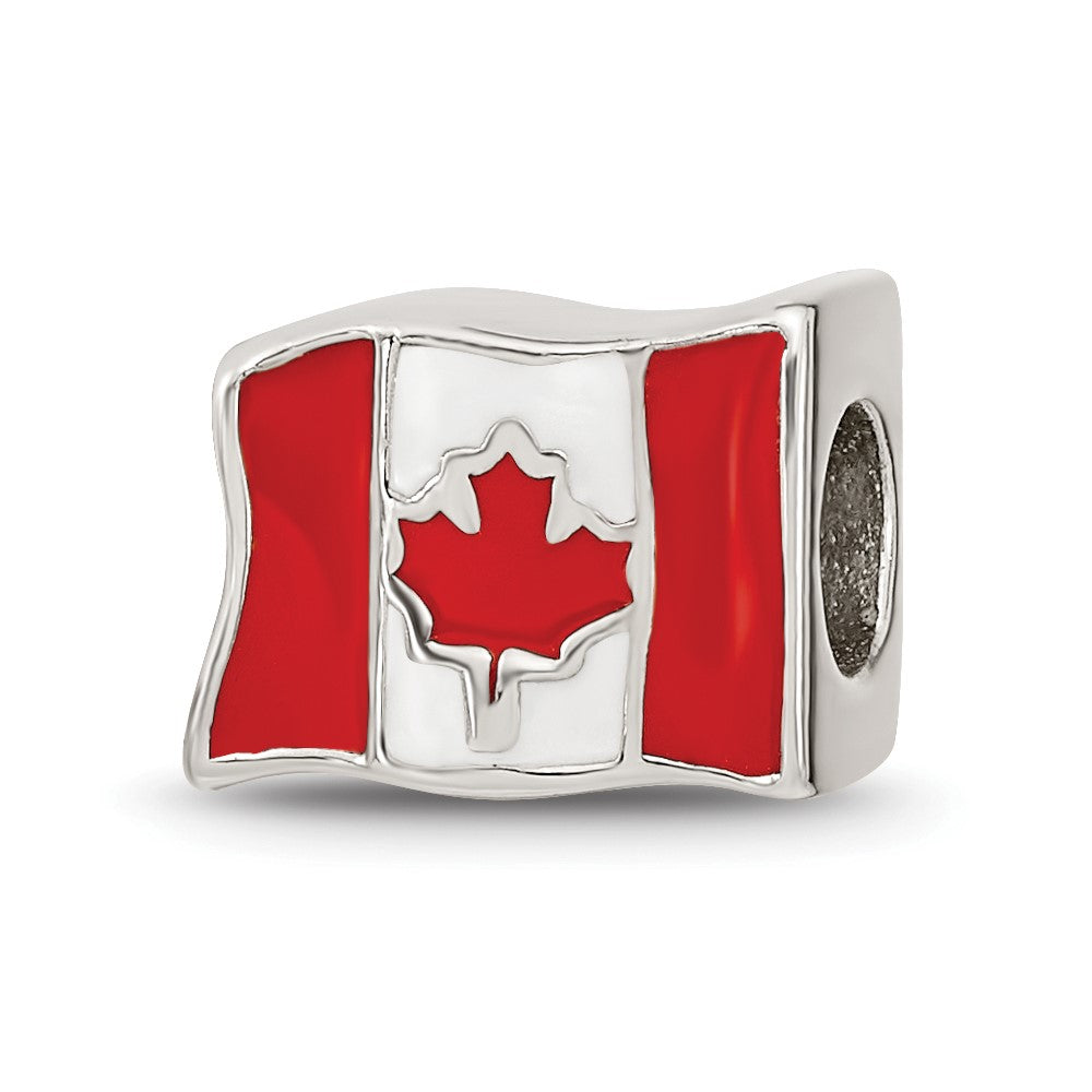 Sterling Silver Reflections Enameled Canada Flag Bead