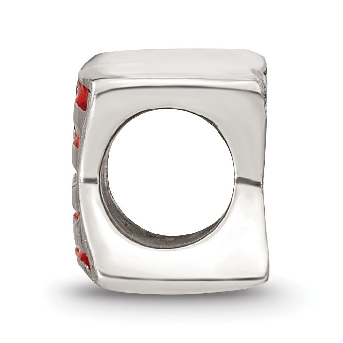 Sterling Silver Reflections Enameled USA Flag Bead Size: 7.27MM X 10MM