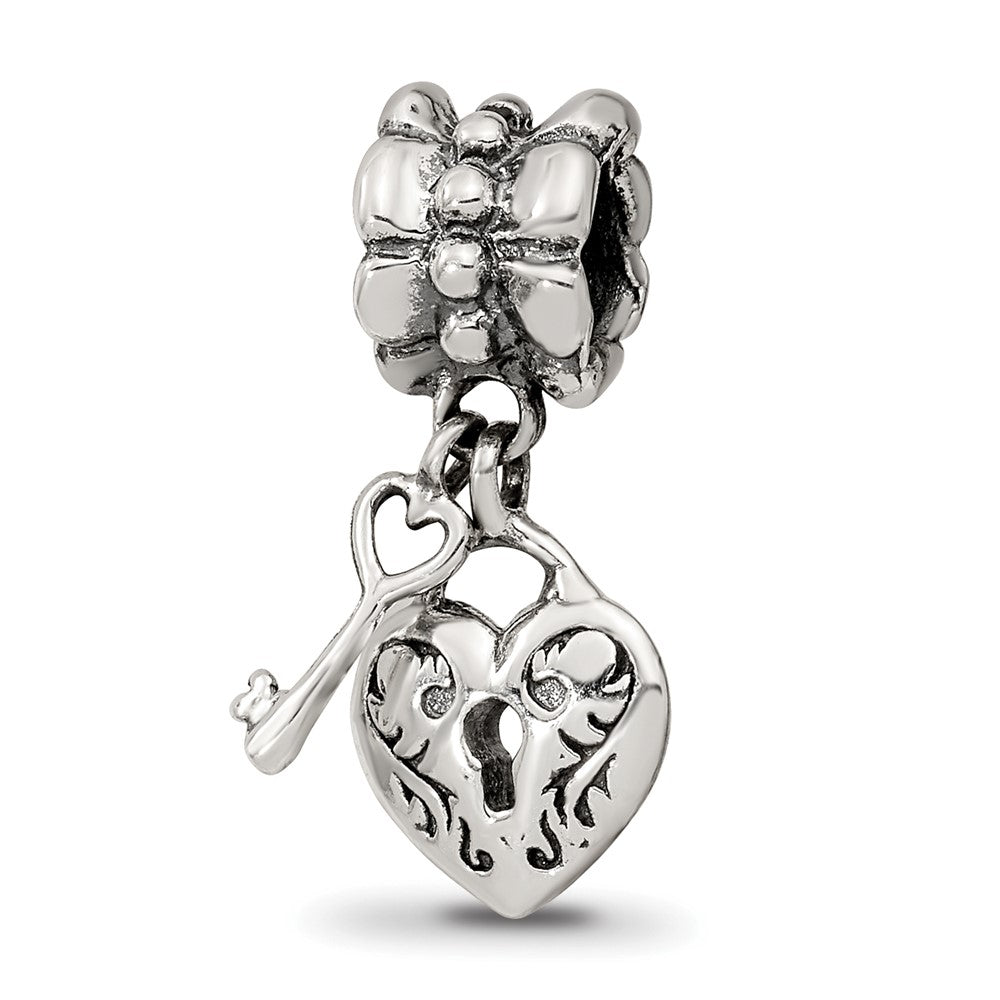 Sterling Silver Reflections Heart & Key Dangle Bead