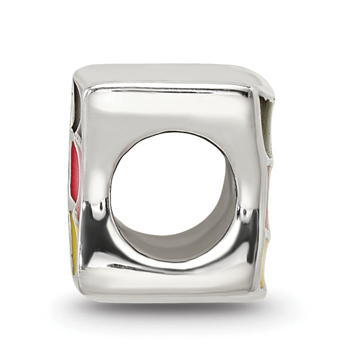 Sterling Silver Reflections Enameled Germany Flag Bead Size: 7.27MM X 10MM