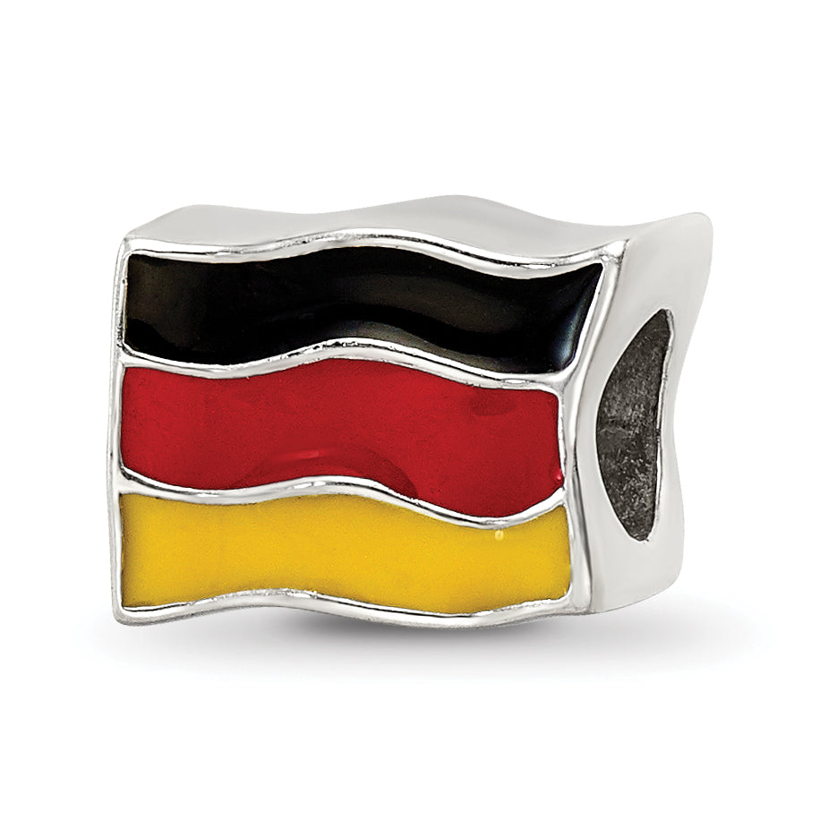 Sterling Silver Reflections Enameled Germany Flag Bead Size: 7.27MM X 10MM