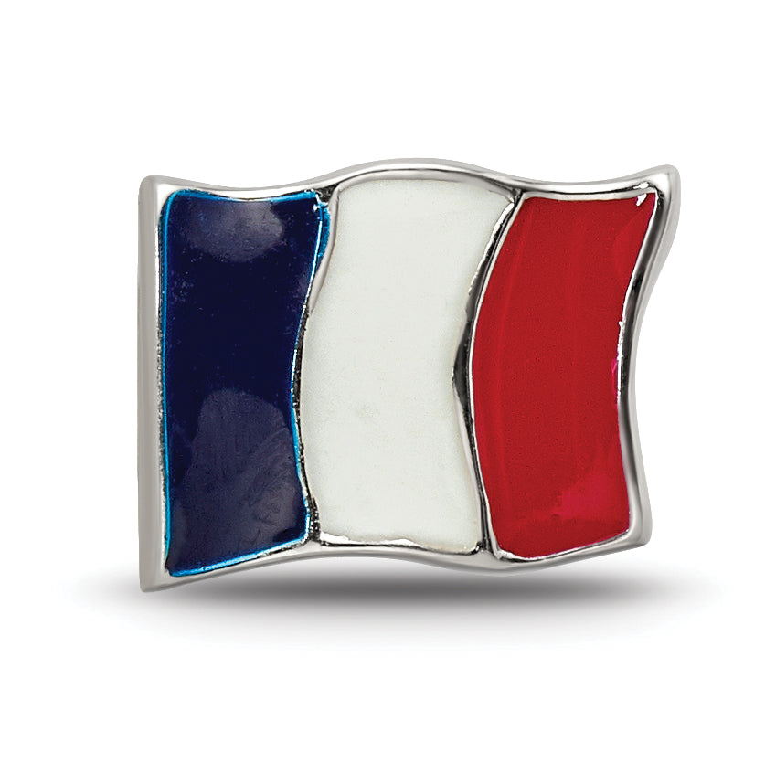 Sterling Silver Reflections Enameled France Flag Bead Size: 7.27MM X 10MM