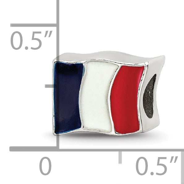 Sterling Silver Reflections Enameled France Flag Bead Size: 7.27MM X 10MM